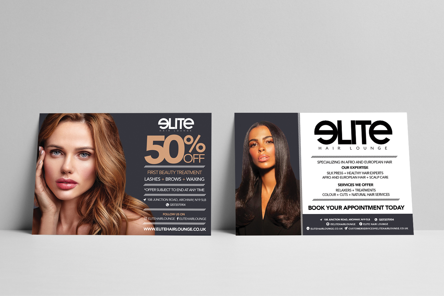 Elite Salon Two-sided postcard by I AM SQUARED