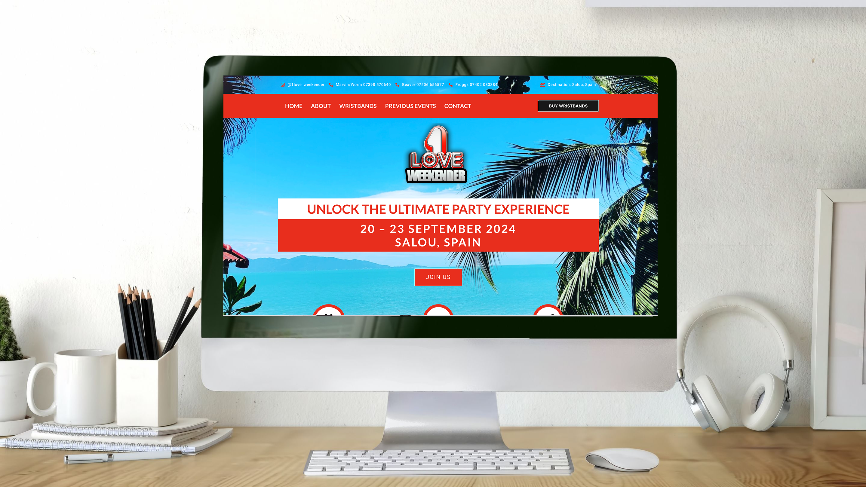 1 Love Weekender website by I AM SQUARED - PC visual of website